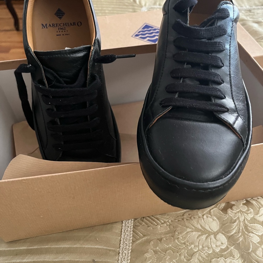 Black Leather Sneakers for Men
